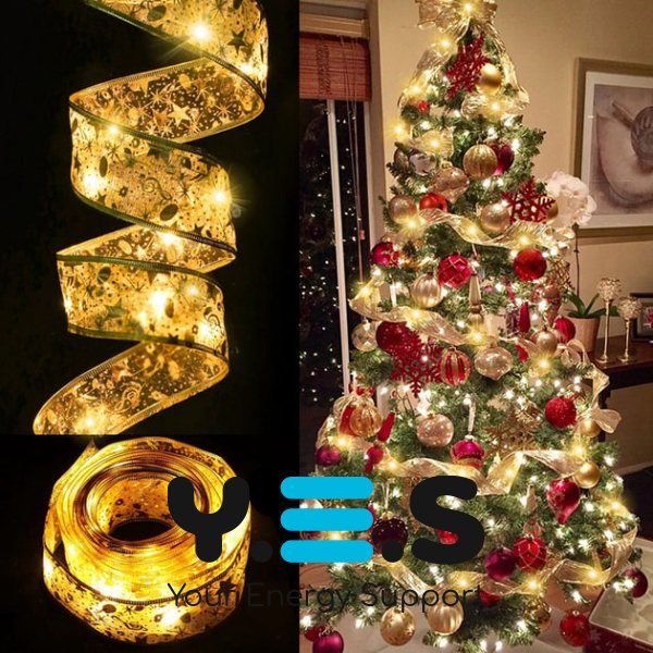 Гірлянда LED-стрічка на ялинку 10 м на батарейках, тепле біле світло