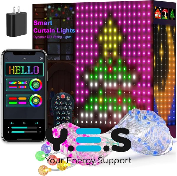 Smart LED-гірлянда-штора SFK-08 з додатком, 20 ниток × 20 LED, святкова для дому