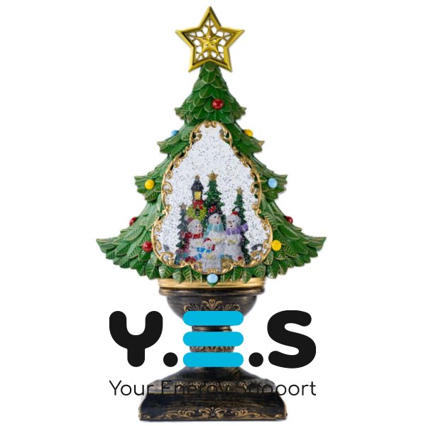 Святковий LED-світильник ялинка XHF-8002 з ефектом падаючого снігу та музикою