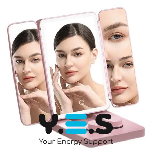 Дзеркало косметичне CY113 потрійне з LED-підсвічуванням та відсіком для лінз