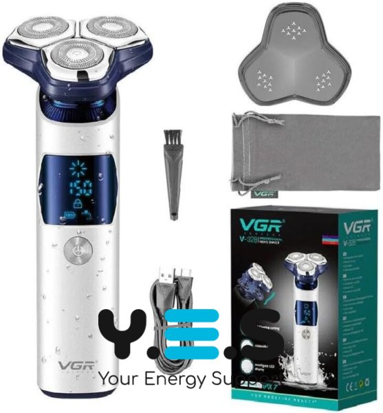Електробритва VGR V-328 для чоловіків — роторний шейвер з LED-дисплеєм