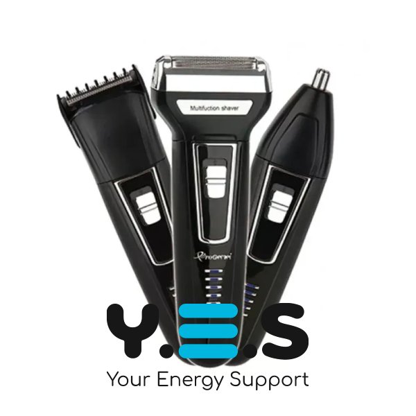 Чоловічий тример-електробритва 3-в-1 GEMEI GM-573: борода/вуса/ніс/вуха, акумуляторна, насадки для окантовки