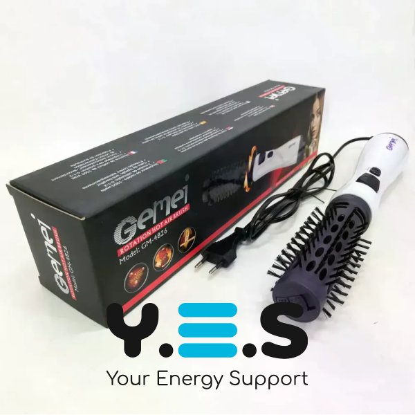 Фен-щітка GEMEI GM-4826 1000W обертова: сушіння, укладання, об’єм і природні хвилі