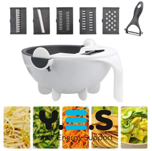 Овочерізка-мультислайсер WET BASKET 9в1 з кошиком: ручна терка-шинковка з ємністю