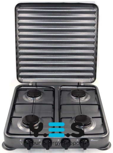 Настільна газова плита-талганок Domotec MS 6604, 4 конфорки, сіра