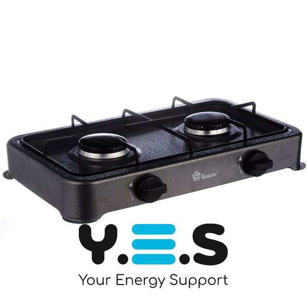 Настільна газова плита Domotec MS-6602 на 2 конфорки, сіра