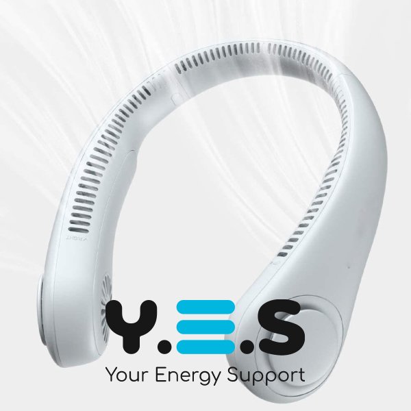 Безлопатевий портативний вентилятор-охолоджувач на шию, 3 режими обдуву для обличчя й шиї