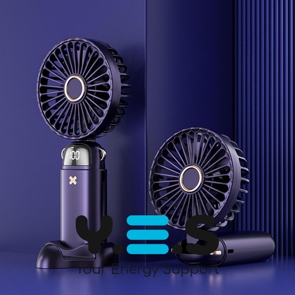 Міні-вентилятор N15 з цифровим дисплеєм і підставкою, акумуляторний, 5 швидкостей