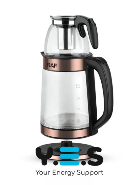 Електрочайник Hoffmans HM-7827 1800W скляний із заварником 2,2 л + 0,5 л для напоїв