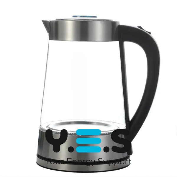 Електрочайник Hoffmans HM-2556 скляний з підсвіткою, шкалою та швидким кип’ятінням, 2000W