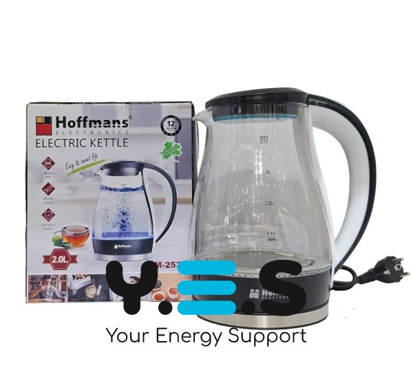 Електрочайник Hoffmans HM-2537 зі скла 2,0 л, дисковий нагрів, 2000 Вт