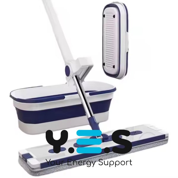 Комплект для миття підлоги 2в1: швабра з віджимом і складане відро для швидкого прибирання