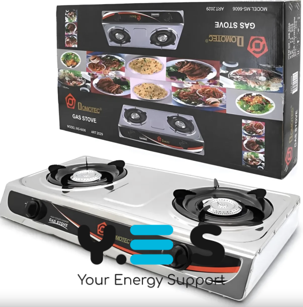 Настільна газова плита MS 6606 на 2 конфорки, нержавіюча сталь