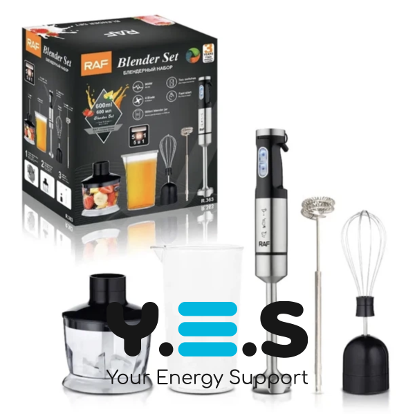 Блендер RAF R.363 5-в-1 з нержавіючої сталі для дому, універсальний, 900W