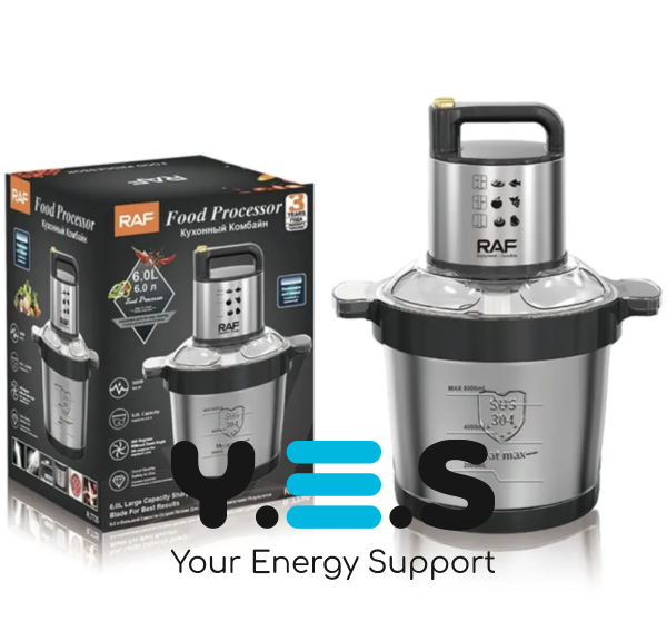 Кухонний комбайн‑подрібнювач RAF R.7735, нержавіюча сталь, чаша 6 л