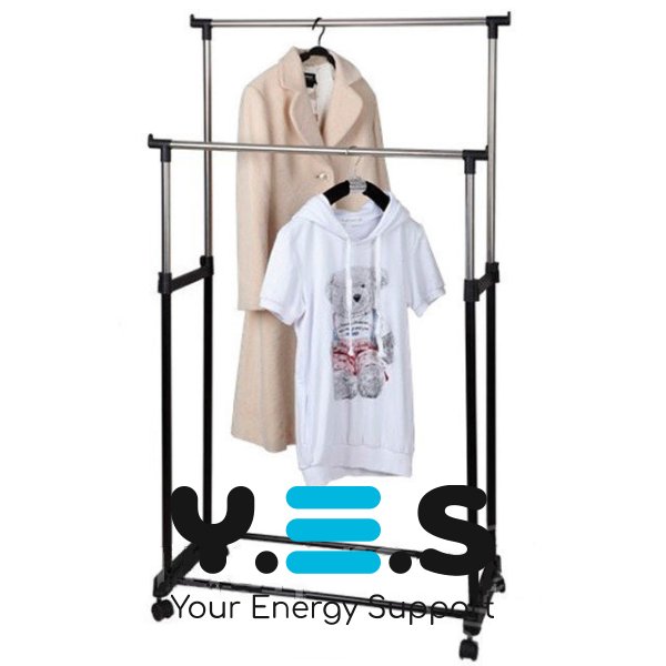 Телескопічна подвійна стійка-вішалка для одягу й взуття Double Pole, 160×80×42 см