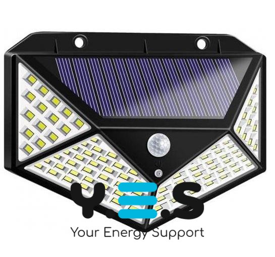 Вуличний настінний світильник Lesko SH-100 на сонячній батареї з датчиком руху, 100 LED