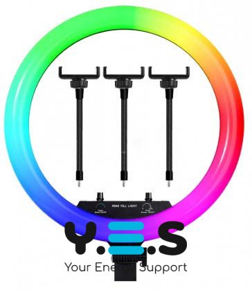 Світлодіодна кільцева RGB-лампа для селфі 45 см з пультом і сумкою (MJ18)