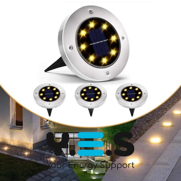 Комплект садових сонячних світильників Solar Disk Lights 4 шт, вуличні ліхтарі з датчиком світла