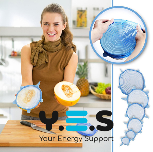 Універсальні силіконові кришки Super Stretch, набір 6 шт для посуду та ємностей