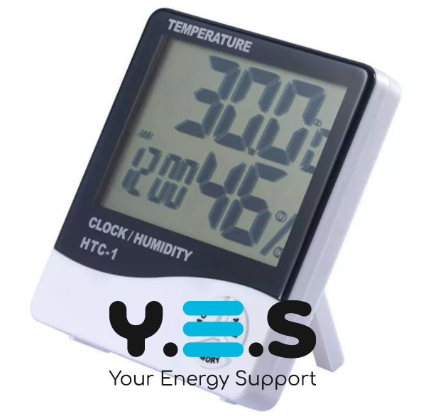 Годинник‑метеостанція HTC‑1 3‑в‑1: термометр, гігрометр і вологомір, великі цифри