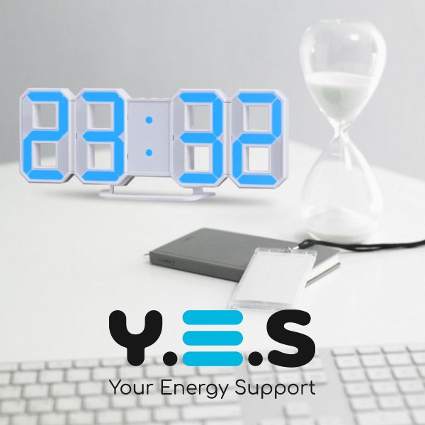 Електронний настільний годинник LY 1089 з підсвіткою, сині цифри