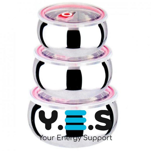 Набір судочків UNIQUE UN-1516 з нержавіючої сталі, 3 шт з кришками