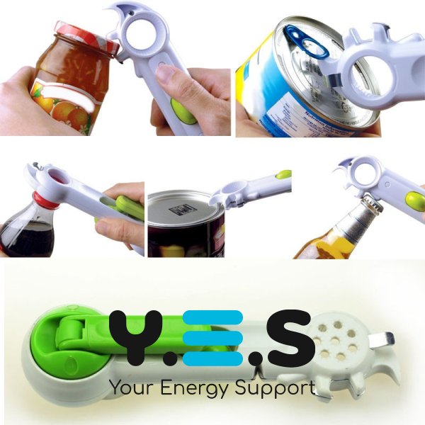 Універсальна механічна відкривачка Kitchen CanDo 7в1 для кришок, банок і пляшок (консервний ніж)