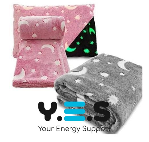 Дитячий неоновий люмінесцентний плед-ковдра зі зірками «День-Ніч», світиться у темряві