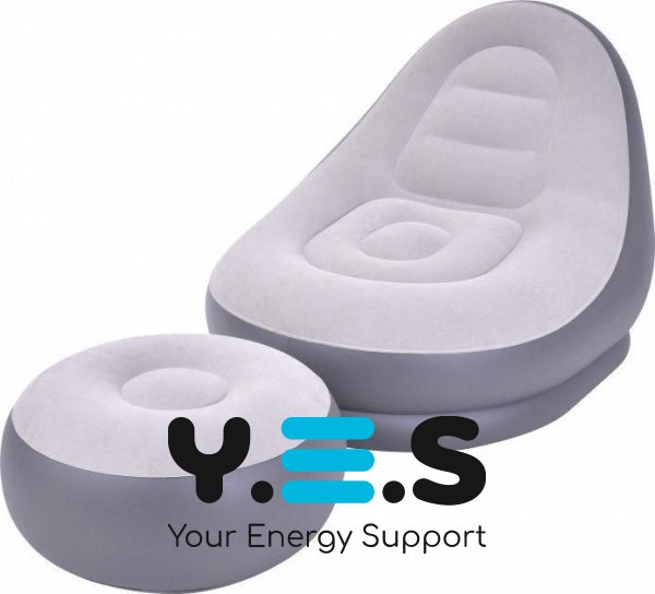 Надувний диван-ліжко AIR SOFA, велюрове садове крісло з пуфом для відпочинку