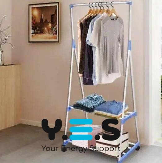 Пересувна універсальна стійка-вішалка для одягу з поличками Coat Rack
