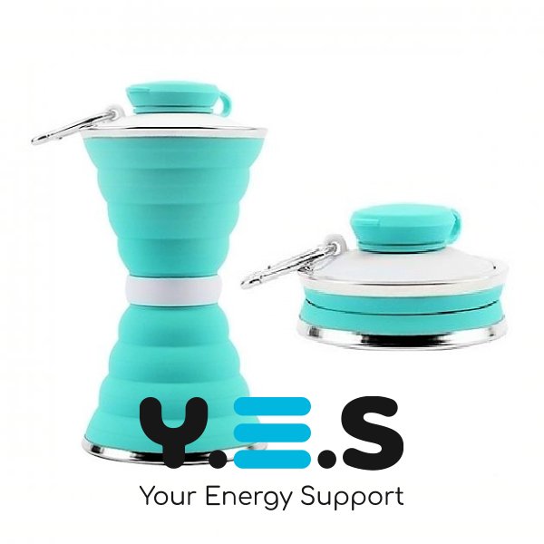 Складана дорожня силіконова пляшка-склянка для води 500 мл