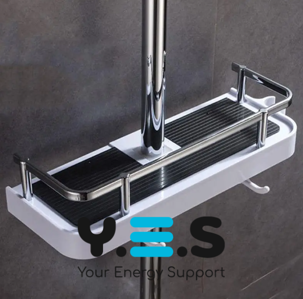 Регульована стійка-органайзер для душу Shower Rack: полиця, тримач шланга та гачки