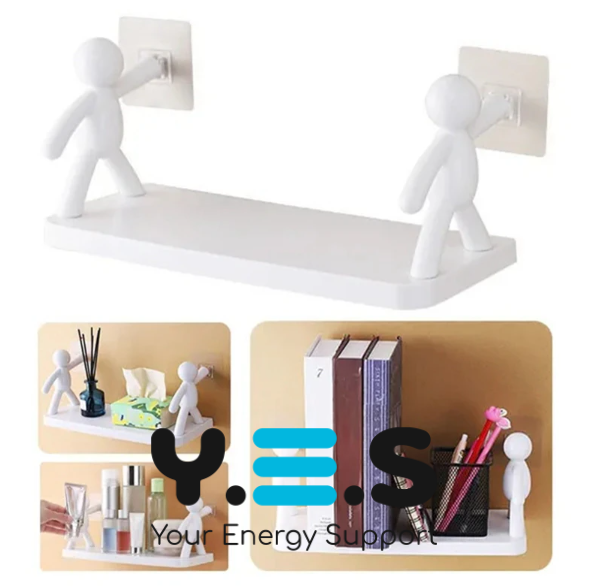 Універсальна підвісна поличка «Чоловічки» для ванної/кухні, клейке кріплення, 33×14 см