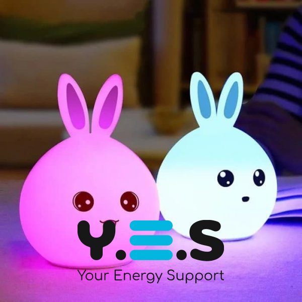 Дитячий LED нічник «Зайчик» Rabbit Soft Touch, силіконовий, акумулятор, 7 режимів світіння