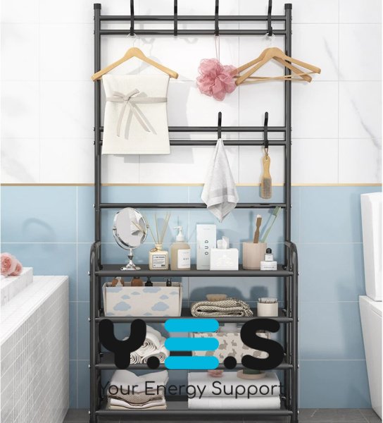 Підлогова стійка-вішалка для одягу з полицями для взуття, збірна (New Simple)