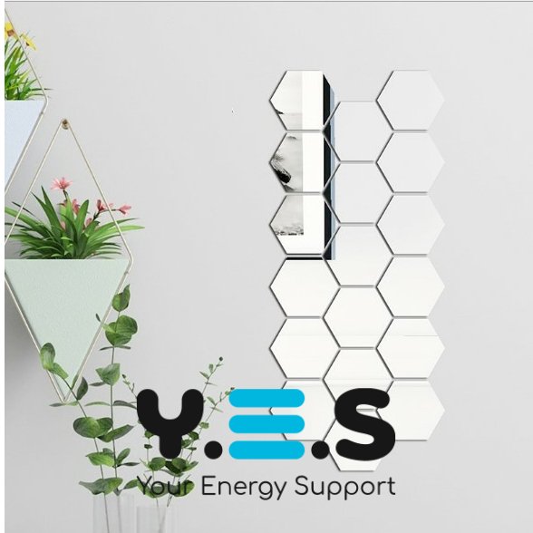 Дзеркальні акрилові наклейки «Соти» 12,5 см — настінний декор для інтер’єру, набір 12 шт.