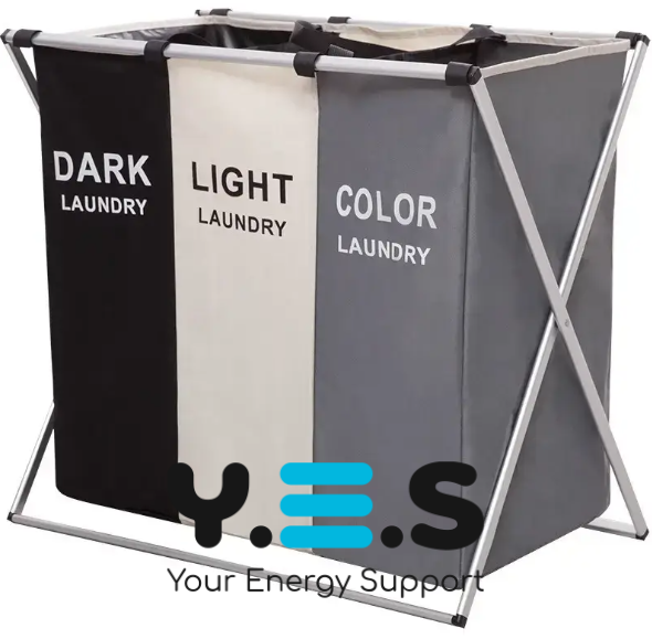 Кошик для сортування білизни на 3 секції з ручками, 150 л