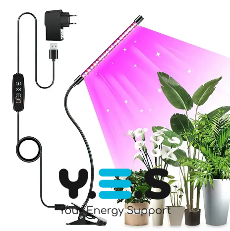 Одинарна гнучка фітолампа для рослин 15 Вт: таймер, регулювання яскравості
