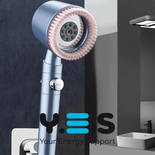 Душова лійка з фільтром і масажною щіткою, потужний напір води