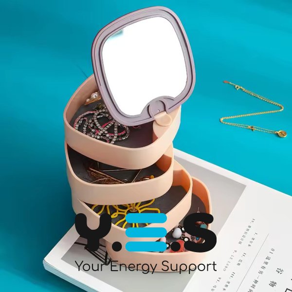 Багаторівневий органайзер-скринька для прикрас і аксесуарів на 4 відділення з дзеркалом LD-688