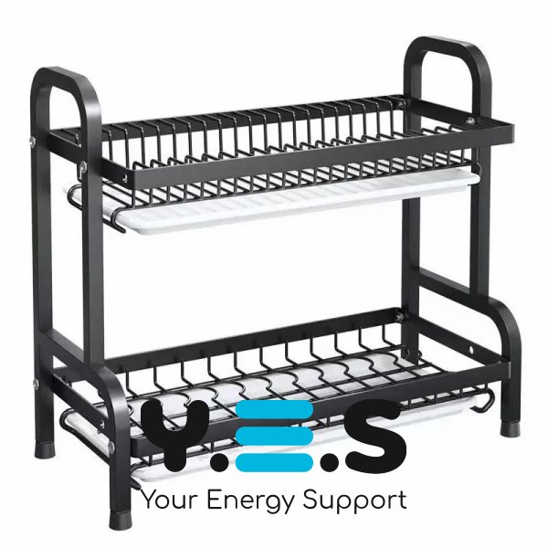 Двоярусна настільна металева сушарка для посуду LY-620 зі стійкою для зберігання