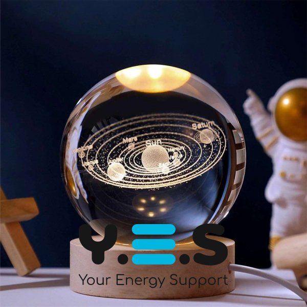Декоративний 3D нічник-лампа «Галактика» кришталева куля 8 см, настільний світильник