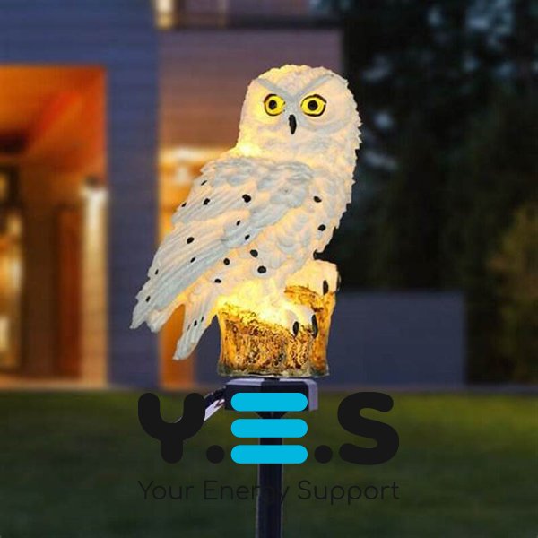 Садовий сонячний світильник-ліхтар «Сова» 45 см для газону, вуличний IP65