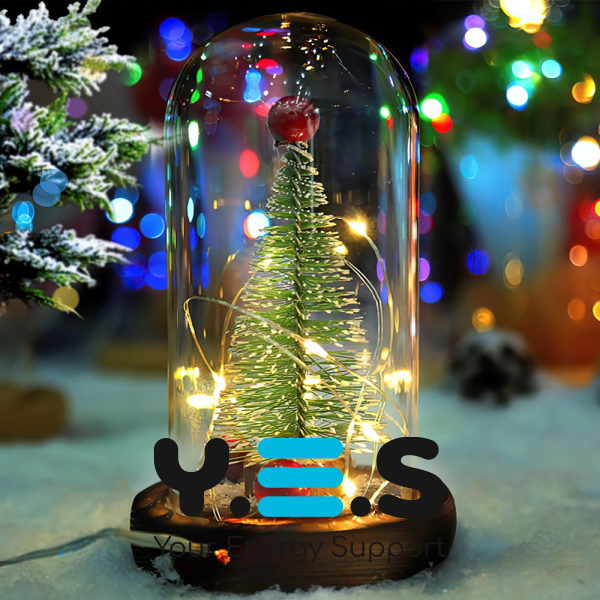 Декоративна новорічна ялинка в колбі з LED-підсвічуванням і гірляндою — різдвяний нічник