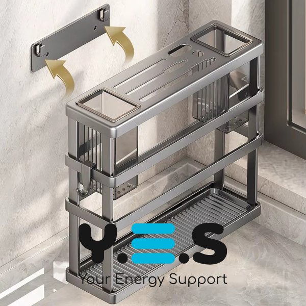 Настінний металевий органайзер Dining 3887 для посуду: підставка-стійка для ножів і приладів