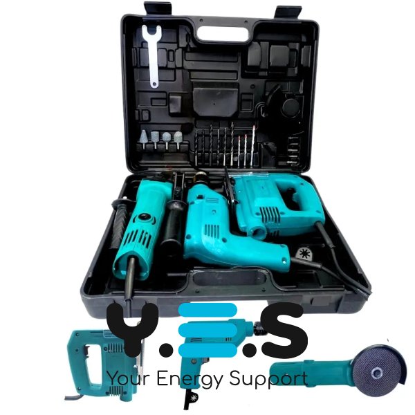 Універсальний набір електроінструментів 3-в-1: болгарка, лобзик, ударний дриль у кейсі