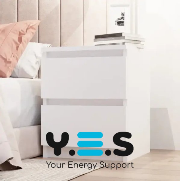 Приліжкова тумбочка STL-MD 78, компактна біла тумба з шухлядами для спальні