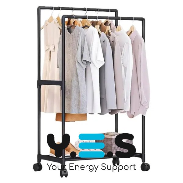Пересувна стійка-вішалка на коліщатках для одягу й взуття з полицею (YH9918-1)