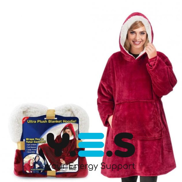 Плед-худі 3-в-1 унісекс Huggle Hoodie Blanket: тепла толстовка з капюшоном і рукавами, ковдра-халат